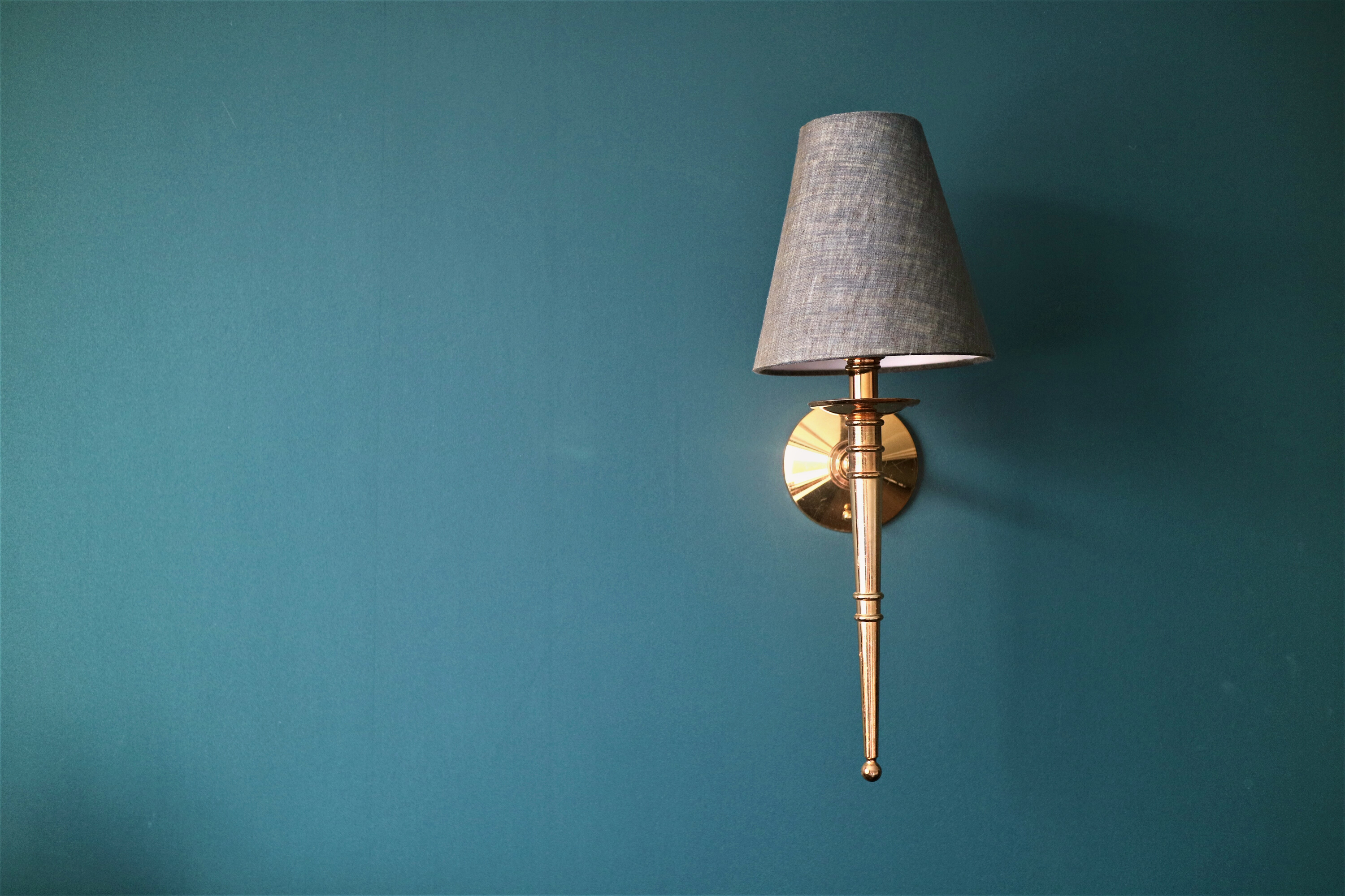 Vintage wall lamp, Vintage lamp on blue wall